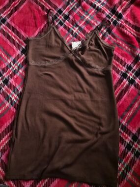 H&M Brown Ribbed Mini Dress